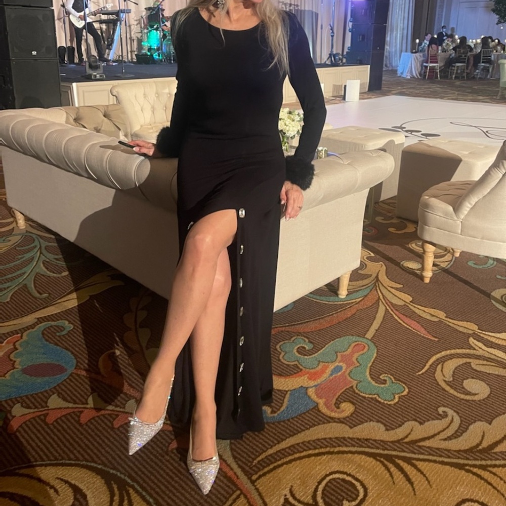 Black jersey maxi dress - M